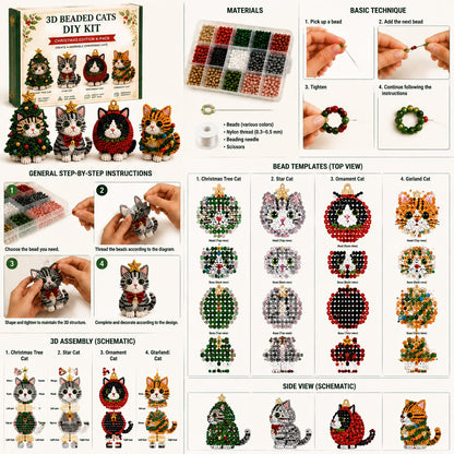 🐱✨ Create Your Own 3D Beaded Christmas Cats | Beginner-Friendly DIY Kit🎁