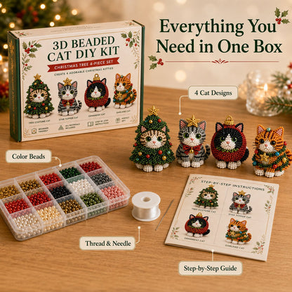🐱✨ Create Your Own 3D Beaded Christmas Cats | Beginner-Friendly DIY Kit🎁