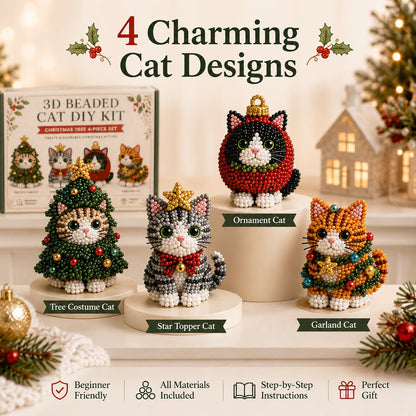 🐱✨ Create Your Own 3D Beaded Christmas Cats | Beginner-Friendly DIY Kit🎁