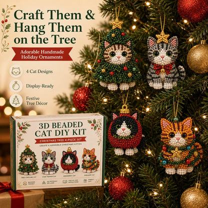 🐱✨ Create Your Own 3D Beaded Christmas Cats | Beginner-Friendly DIY Kit🎁